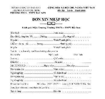 Mẫu đơn xin nhập học